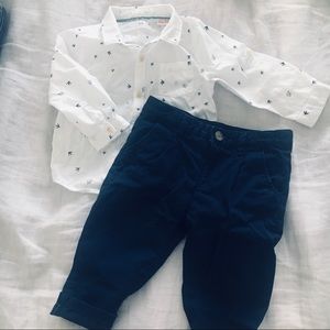 Zara Baby Boy Pant & Shirt Set, 9-12 months